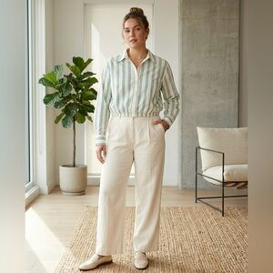 Striped Button-Up Long Sleeve Shirt Future Collective